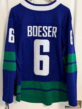 BNWT Authentic Fanatics Vancouver Canucks Brock Boeser Stick Jersey Size Small